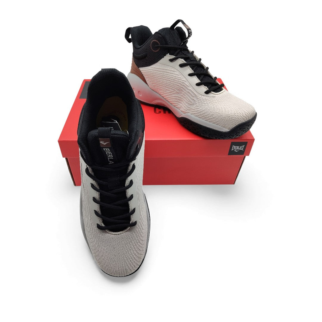 Tenis Basketball Everlast Hombre Blanco y Negro con Suela de Amortiguación